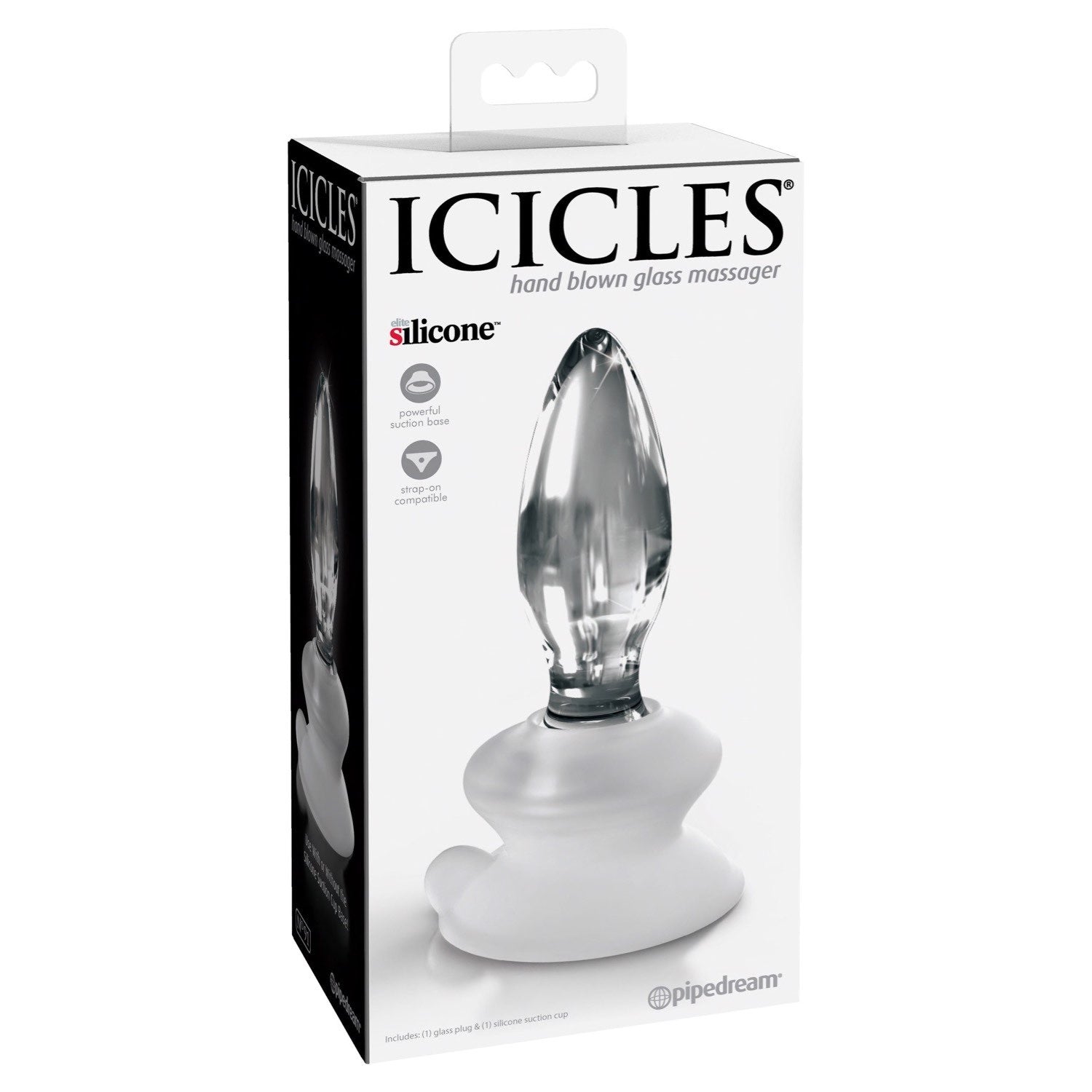 Icicles No. 91 - Clear 10 cm Glass Butt Plug with Suction Cup Base by Pipedream