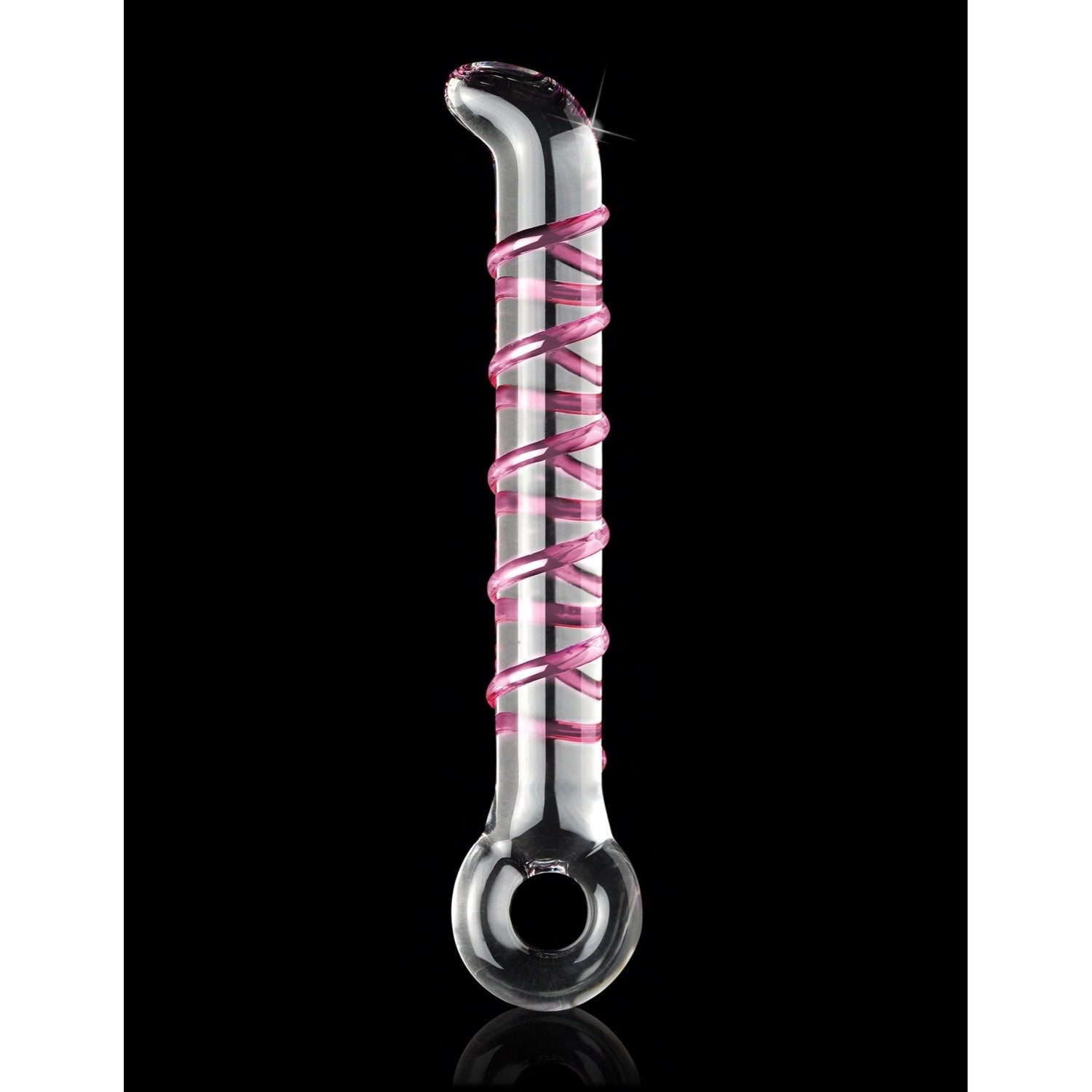 Icicles No. 4 - Clear/Pink 7&quot; Glass Dong with Vibrating Bullet by Pipedream