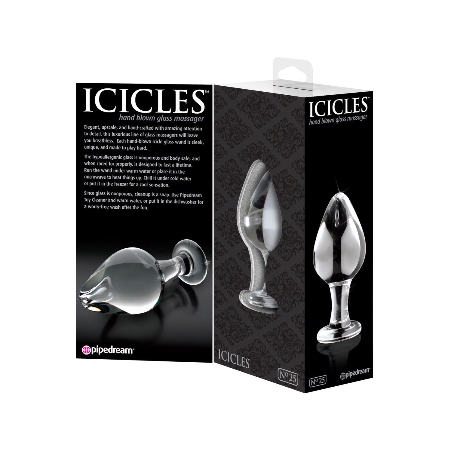 Icicles No. 25 - Clear 3.75&quot; Glass Butt Plug by Pipedream