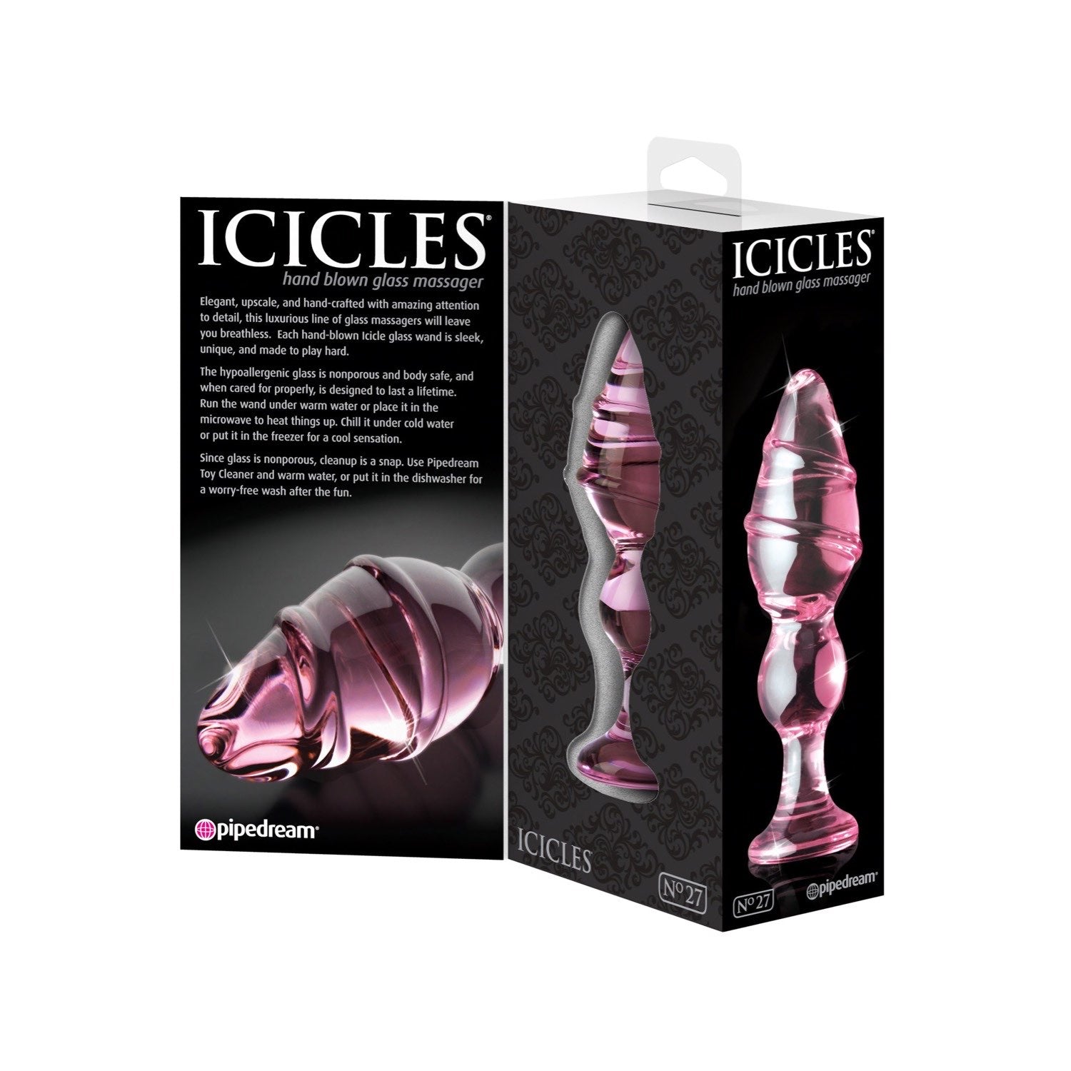 Icicles No. 27 - Pink 5.75&quot; Glass Butt Plug by Pipedream