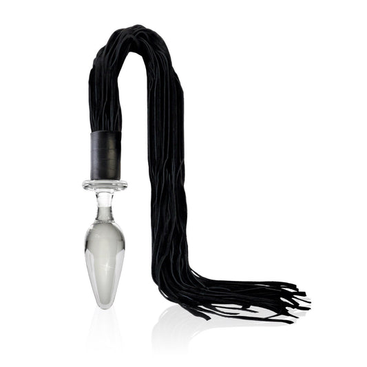 Pipedream Icicles No. 49 - Clear Glass 10 cm (4&quot;) Butt Plug with Flogger Tail
