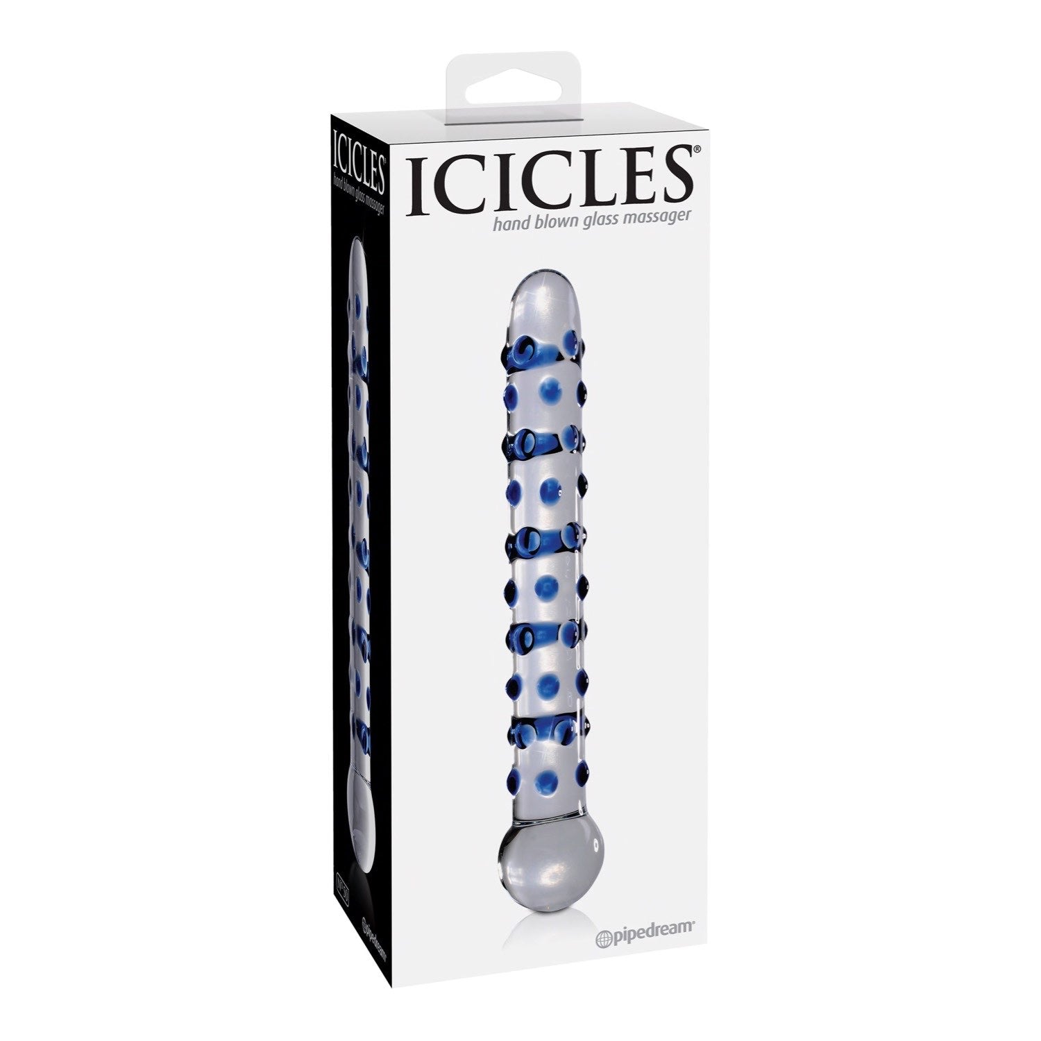 Icicles No. 50 - Clear/Blue Glass 18 cm (7&quot;) Dong by Pipedream