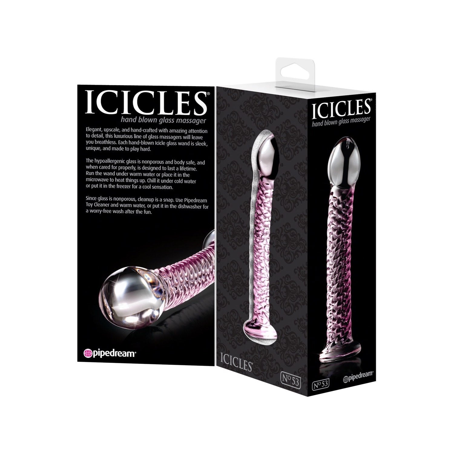 Icicles No. 53 - Pink/Clear Glass 17 cm (6.75&quot;) Dong by Pipedream