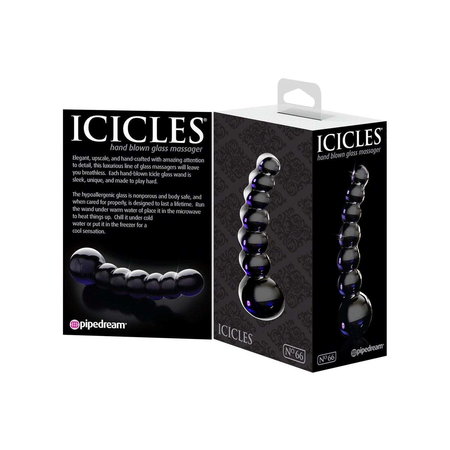 Icicles No. 66 - Black Glass 12 cm (4.75&quot;) Dong by Pipedream