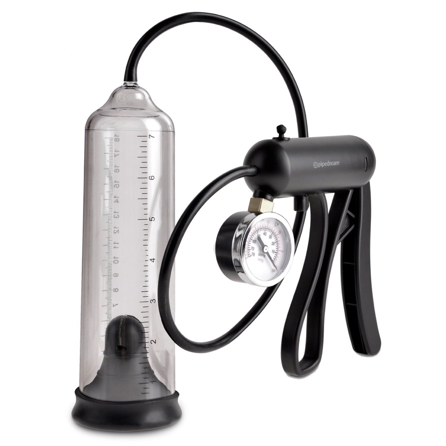 Pump Worx Pro-Gauge Power Pump - Clear Penis Pump with Hand Trigger by Pipedream