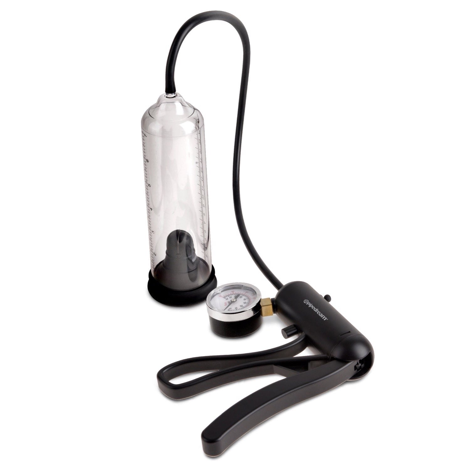 Pump Worx Pro-Gauge Power Pump - Clear Penis Pump with Hand Trigger by Pipedream