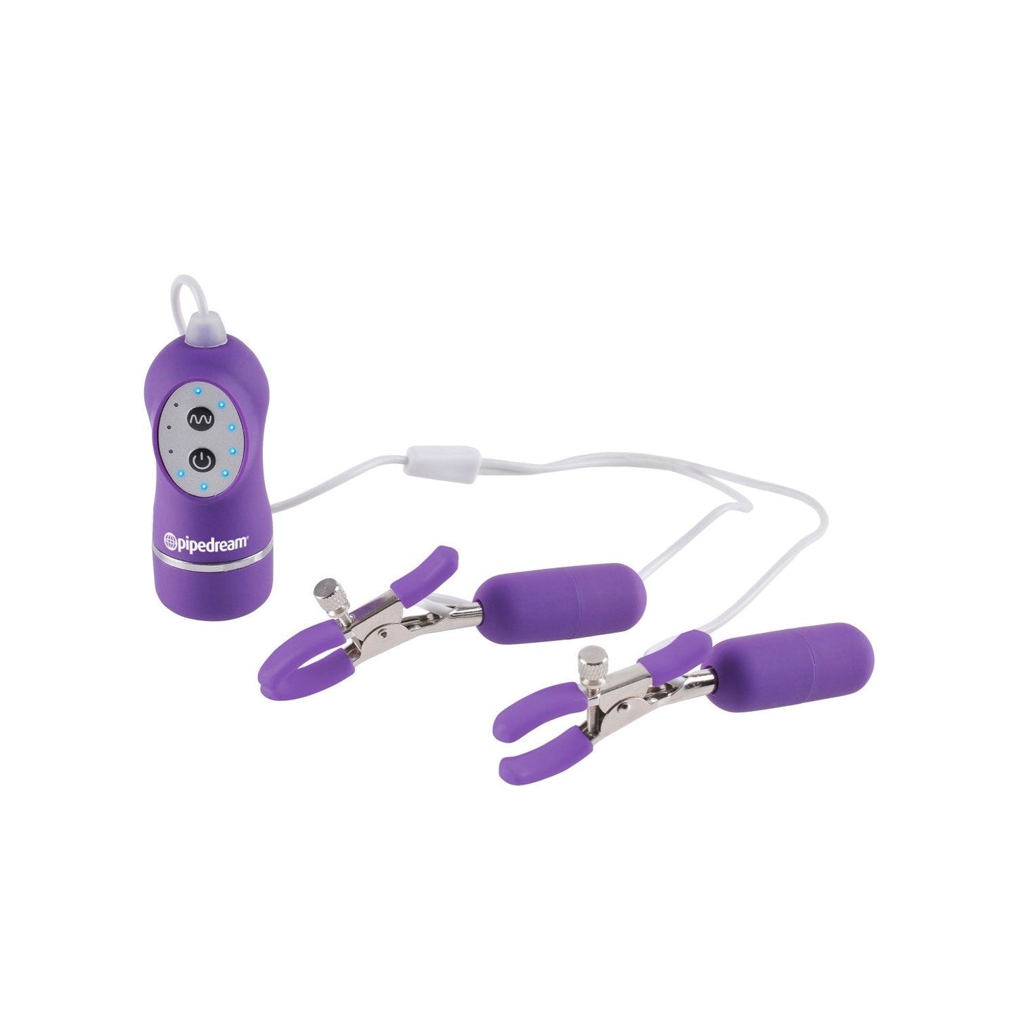 10-function Vibrating Nipple Clamps - Purple Vibrating Nipple Clamps