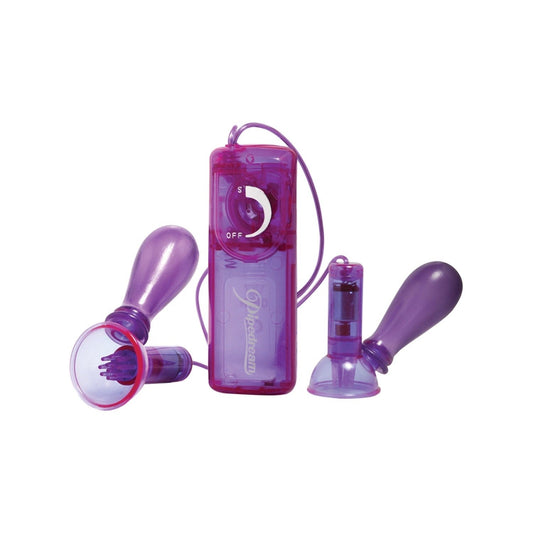 Pipedream Vibrating Nipple Pumps - Purple