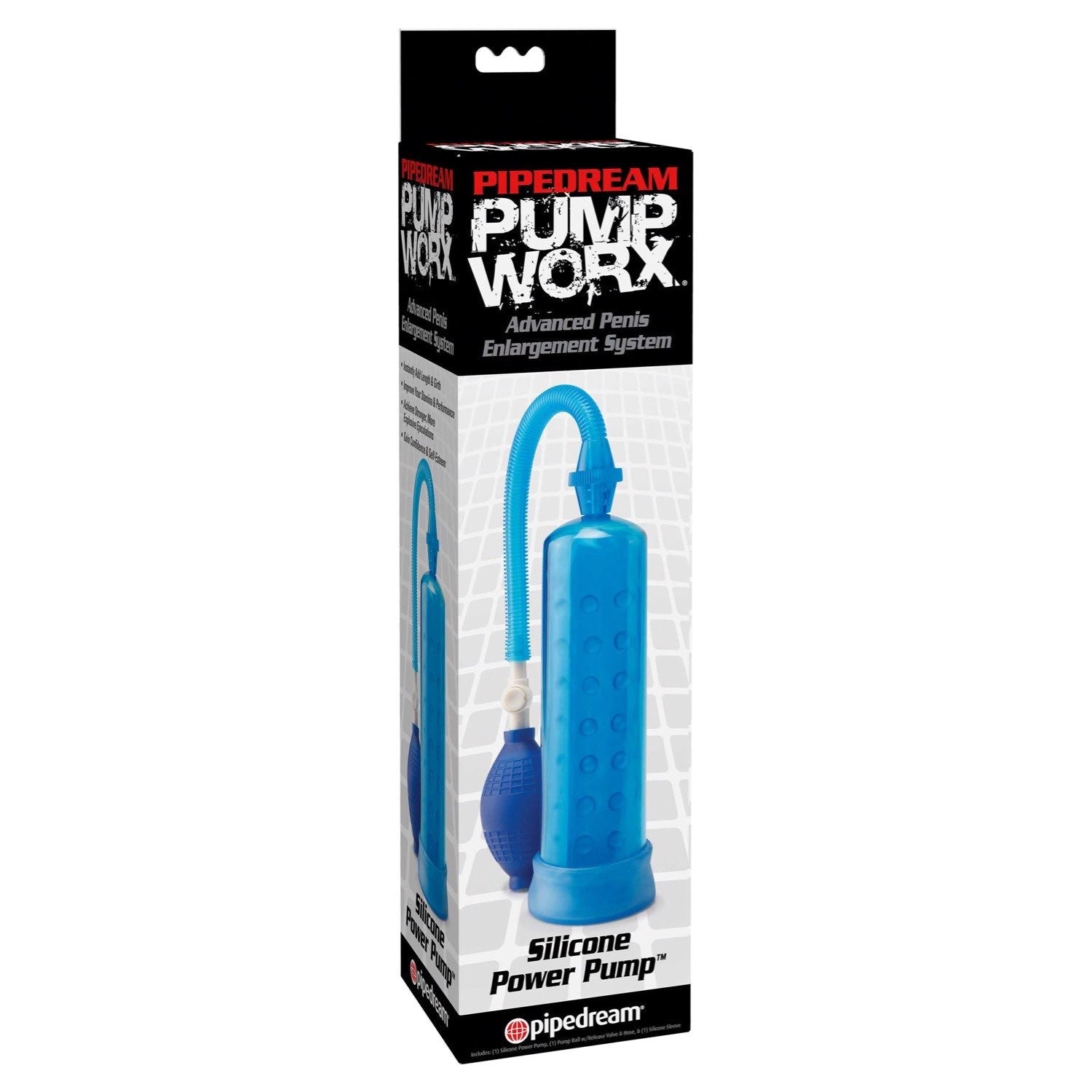 Pump Worx Silicone Power Pump - Blue Penis Pump by Pipedream