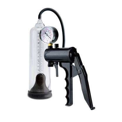 最高精度动力泵 - 带计量表的透明/黑色阴茎泵