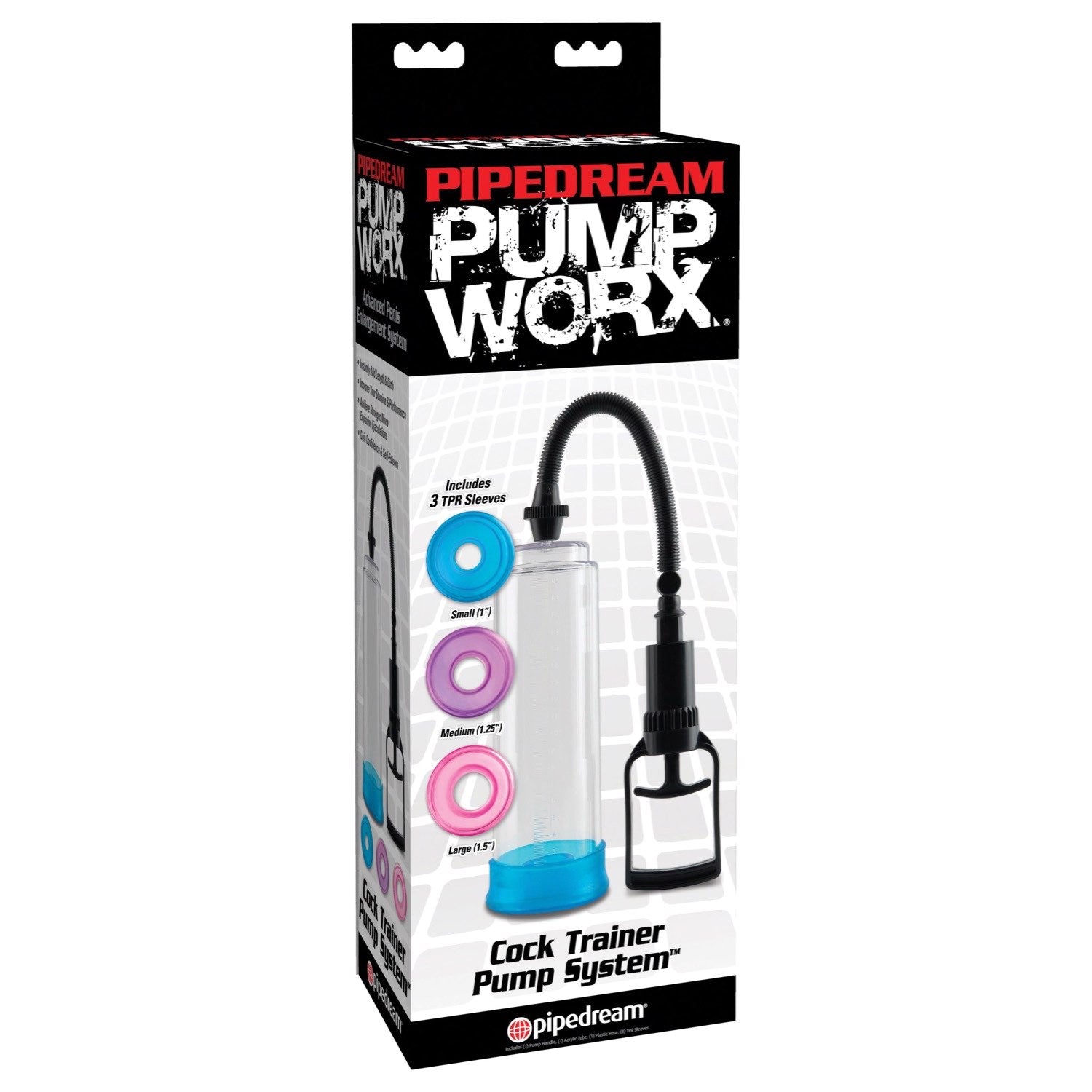 Pump Worx Cock Trainer Pump System - Clear Penis Pump with 3 Sleeves by Pipedream