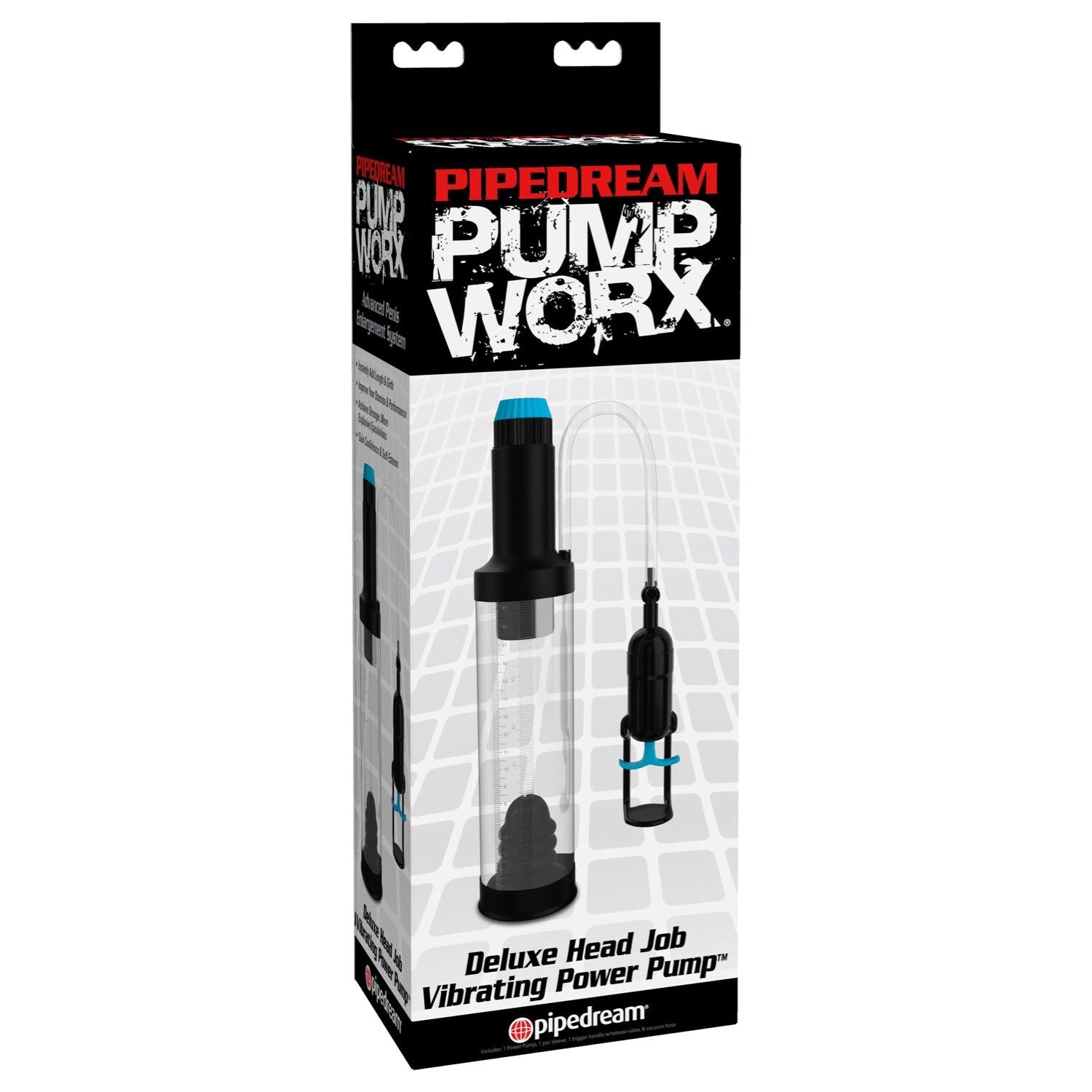 Pump Worx Deluxe Head Job Vibrating Power Pump - Black Vibrating Penis Pump by Pipedream