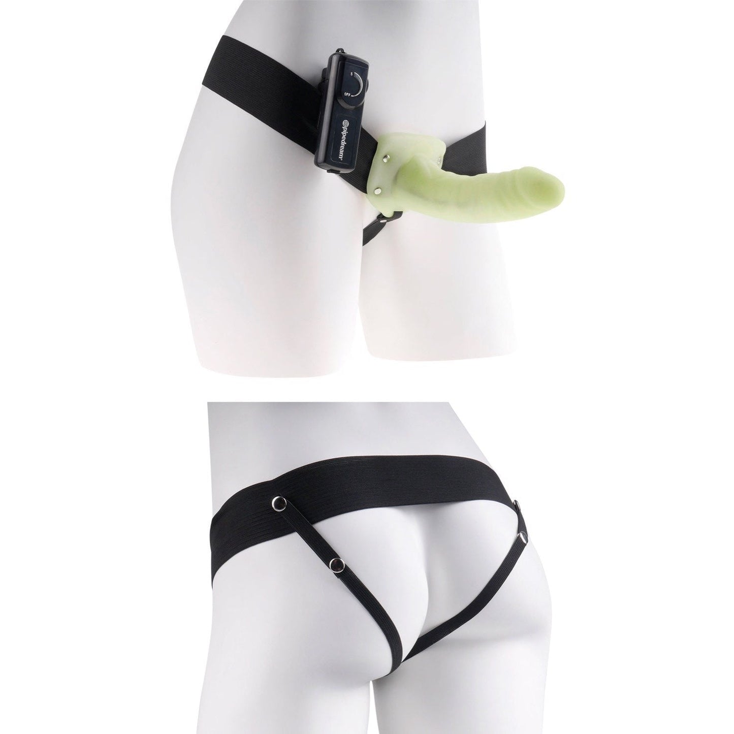 Vibrating Hollow Strap-on - Glow in Dark 6" Vibrating Strap-On for Her & Him