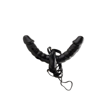 Vibrating Double-delight Strap-on - Black Vibrating Double Ended Strap-On