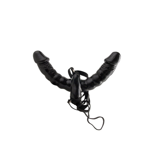 Pipedream Fetish Fantasy Series Vibrating Double-delight Strap-on - Black Vibrating Double Ended Strap-On