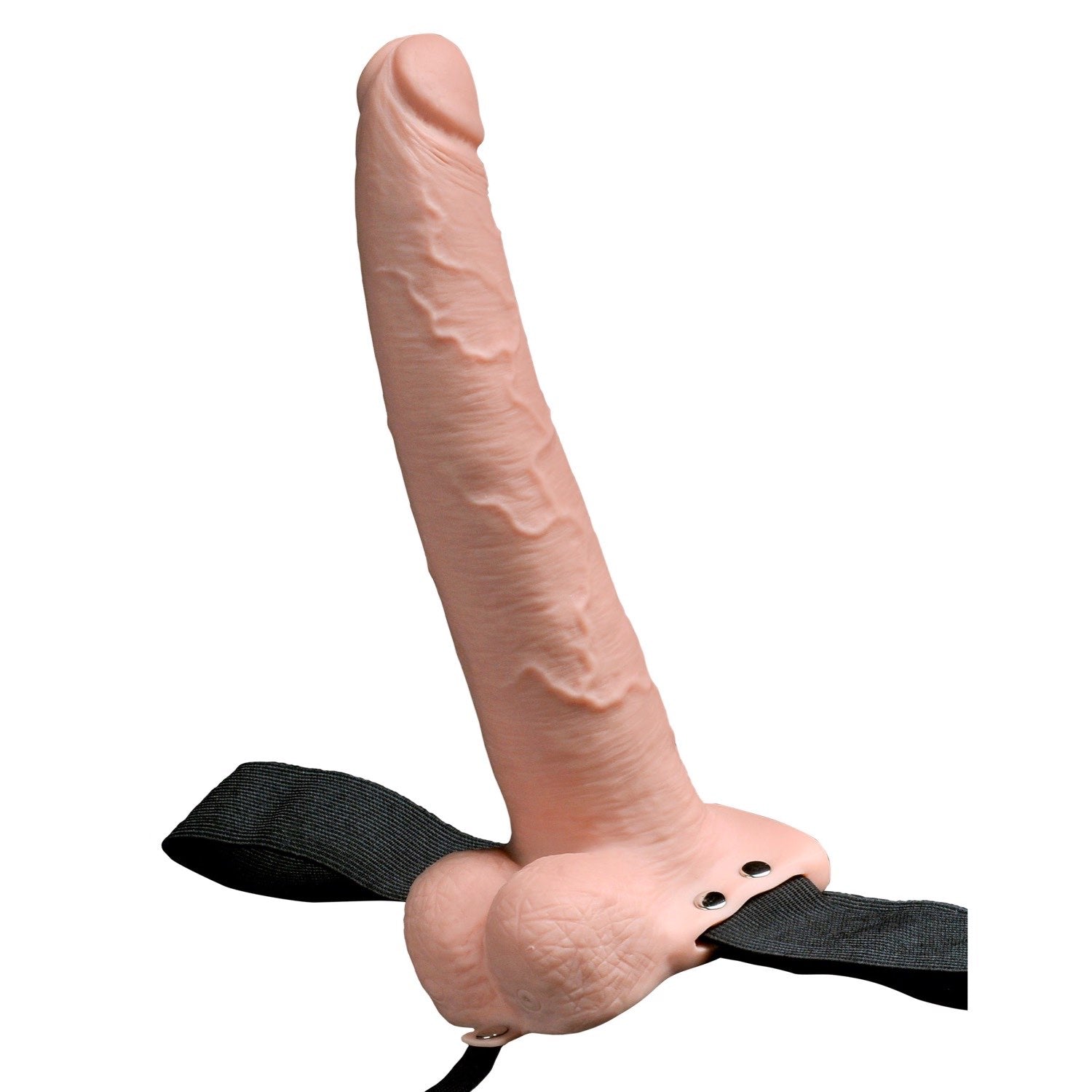 Fetish Fantasy Series 9&quot; Hollow Rechargeable Strap-On with Balls - Flesh 23 cm Vibrating Hollow Strap-On by Pipedream