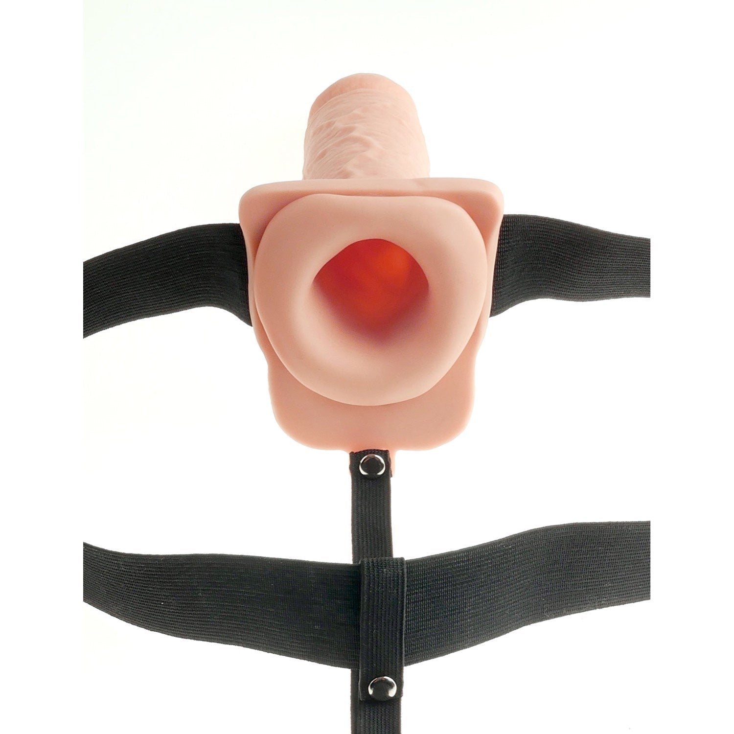 Fetish Fantasy Series 11&quot; Hollow Rechargeable Strap-On with Balls - Flesh 28 cm Vibrating Hollow Strap-On by Pipedream