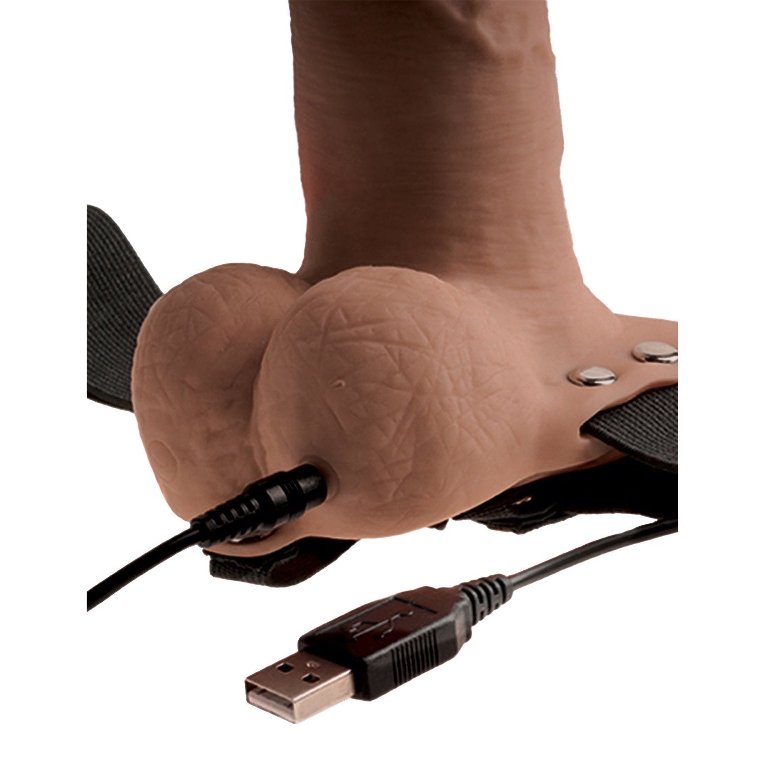 Fetish Fantasy Series 6&quot; Hollow Rechargeable Strap-On with Balls - Tan 15.2 cm Vibrating Hollow Strap-On by Pipedream