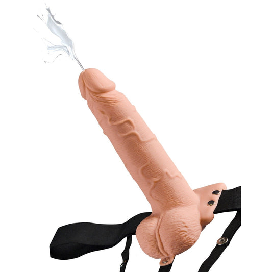 Pipedream Fetish Fantasy Series 7.5&quot; Hollow Squirting Strap-On with Balls - Flesh 19 cm Squirting Hollow Strap-On