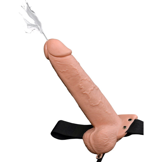 Pipedream Fetish Fantasy Series 9&quot; Hollow Squirting Strap-On with Balls - Flesh 23 cm Squirting Hollow Strap-On