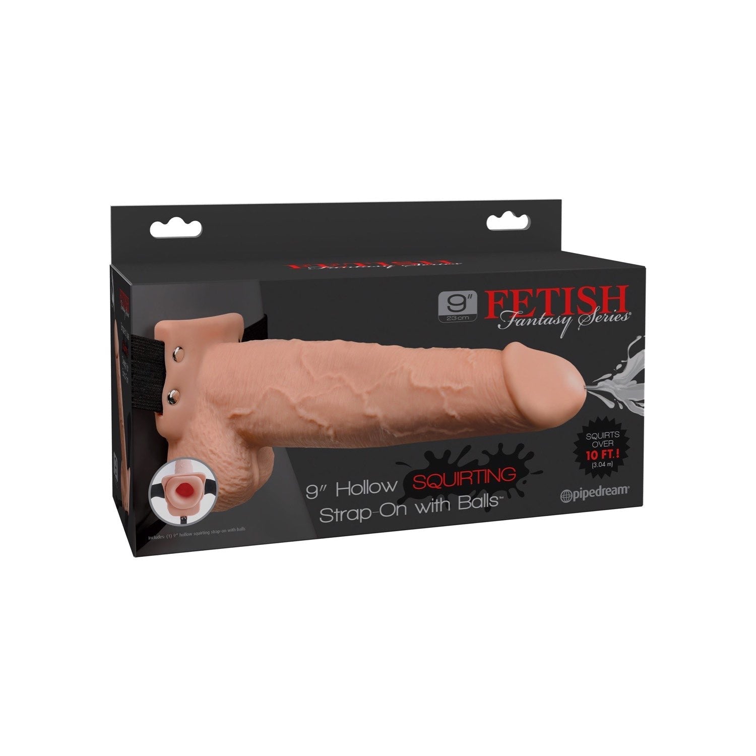 Fetish Fantasy Series 9&quot; Hollow Squirting Strap-On with Balls - Flesh 23 cm Squirting Hollow Strap-On by Pipedream