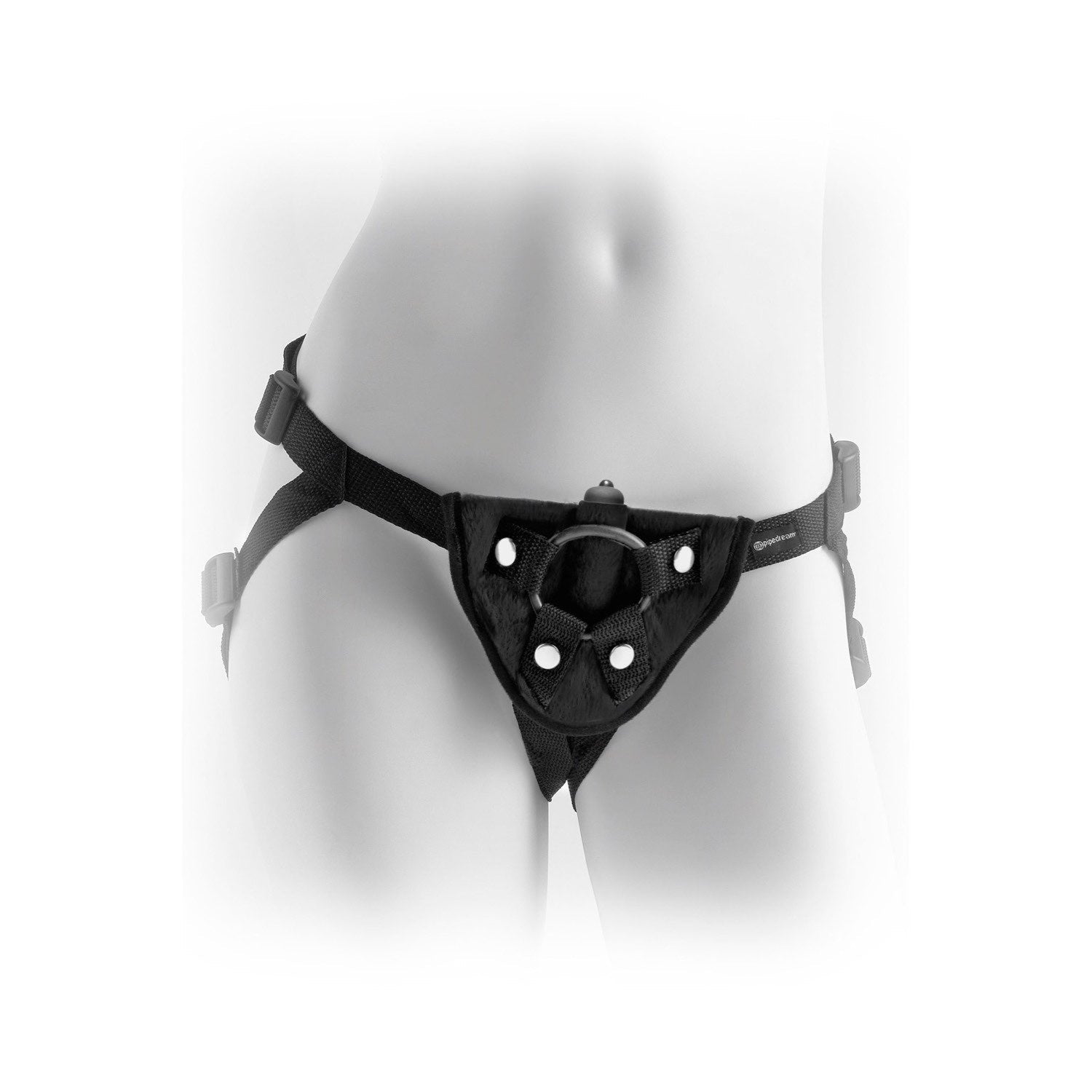 Fetish Fantasy Series Vibrating Plush Harness - Black Vibrating Strap-On Harness (No Probe Included) by Pipedream