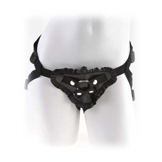 Pipedream Fetish Fantasy Series Leather Lover&#39;s Harness - Black Vibrating Strap-On Harness (No Probe Included)