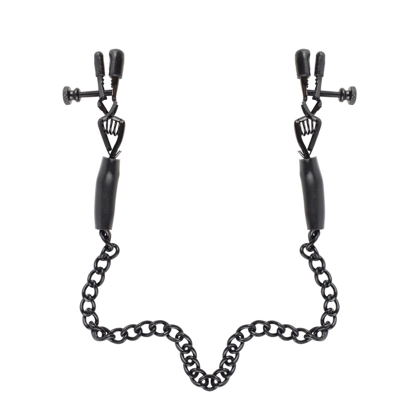 Adjustable Nipple Chain Clamps - Black Nipple Clamps with Chain