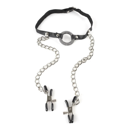 O-ring Gag with Nipple Clamps - Body Restraints