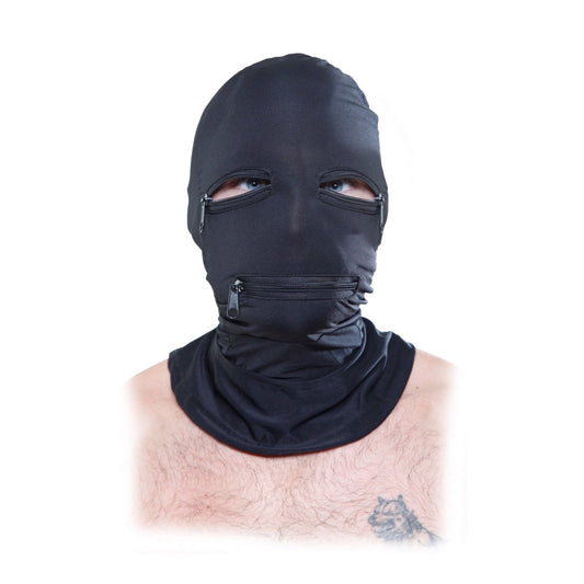 Pipedream Fetish Fantasy Series Zipper Face Hood - Black Hood