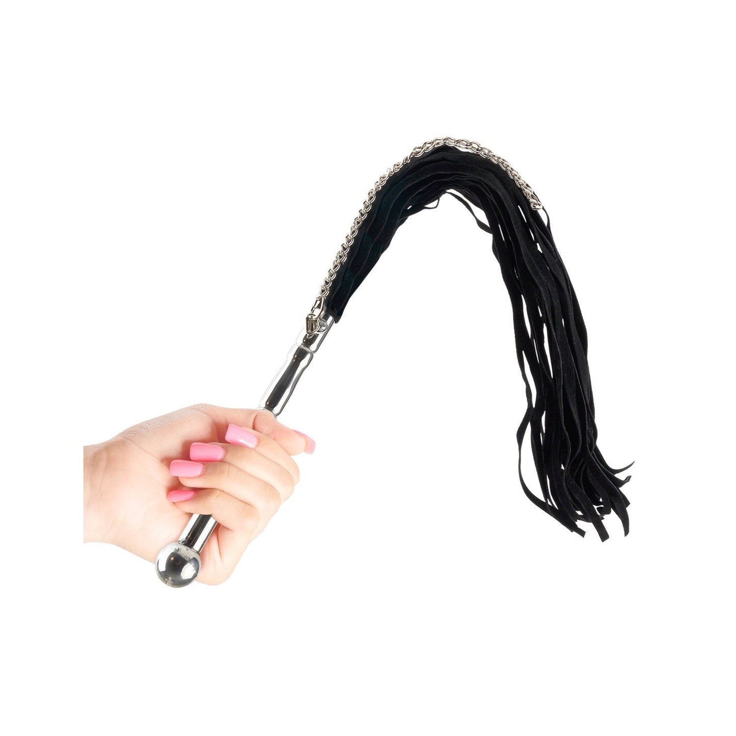 Beaded Metal Flogger - Black 60 cm Whip
