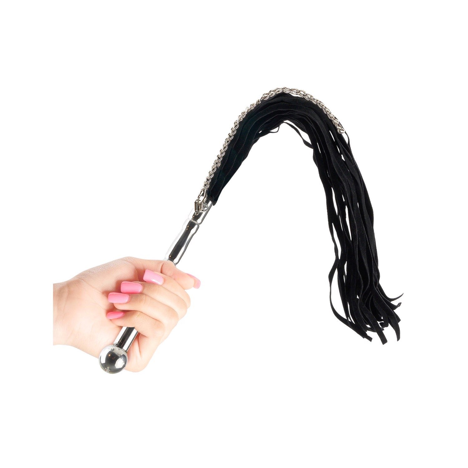  Beaded Metal Flogger - Black 60 cm Whip by Pipedream
