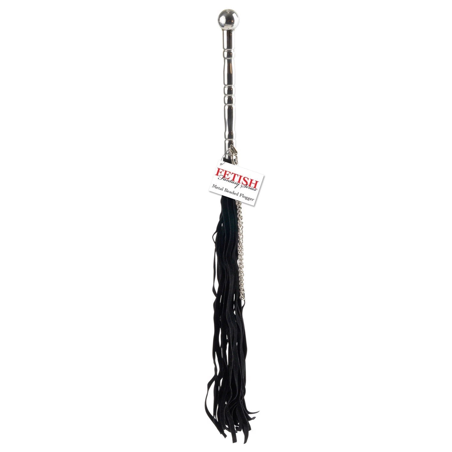  Beaded Metal Flogger - Black 60 cm Whip by Pipedream