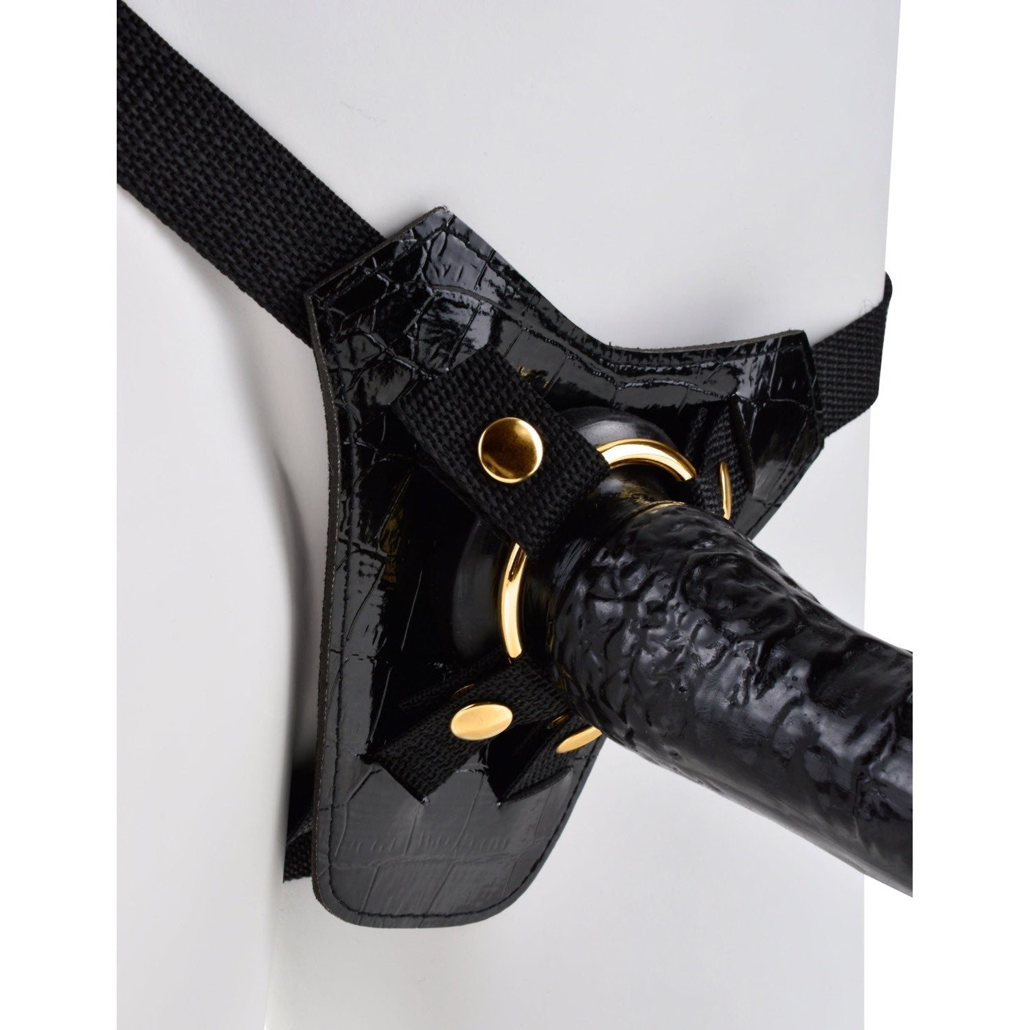 Fetish Fantasy Gold Designer Strap-On - Black/Gold 18 cm (7&quot;) Strap-On by Pipedream