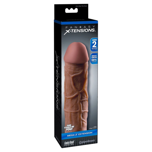 Pipedream Fantasy X-Tensions Mega 2&quot; Extension - Brown Penis Extension Sleeve