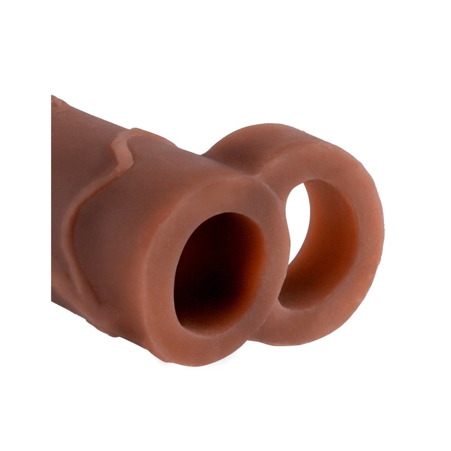 Perfect 2" Extension With Ball Strap - Brown Penis Extension Sleeve with Ball Strap