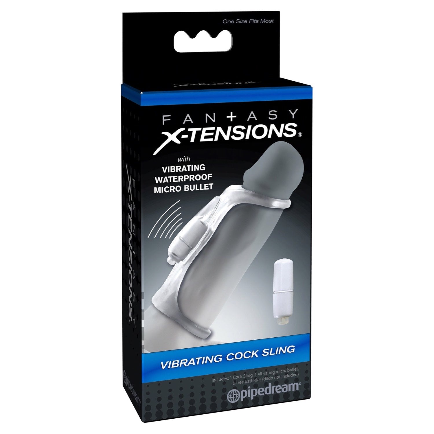 Fantasy X-Tensions Vibrating Cock Sling - Clear Vibrating Penis Sleeve by Pipedream