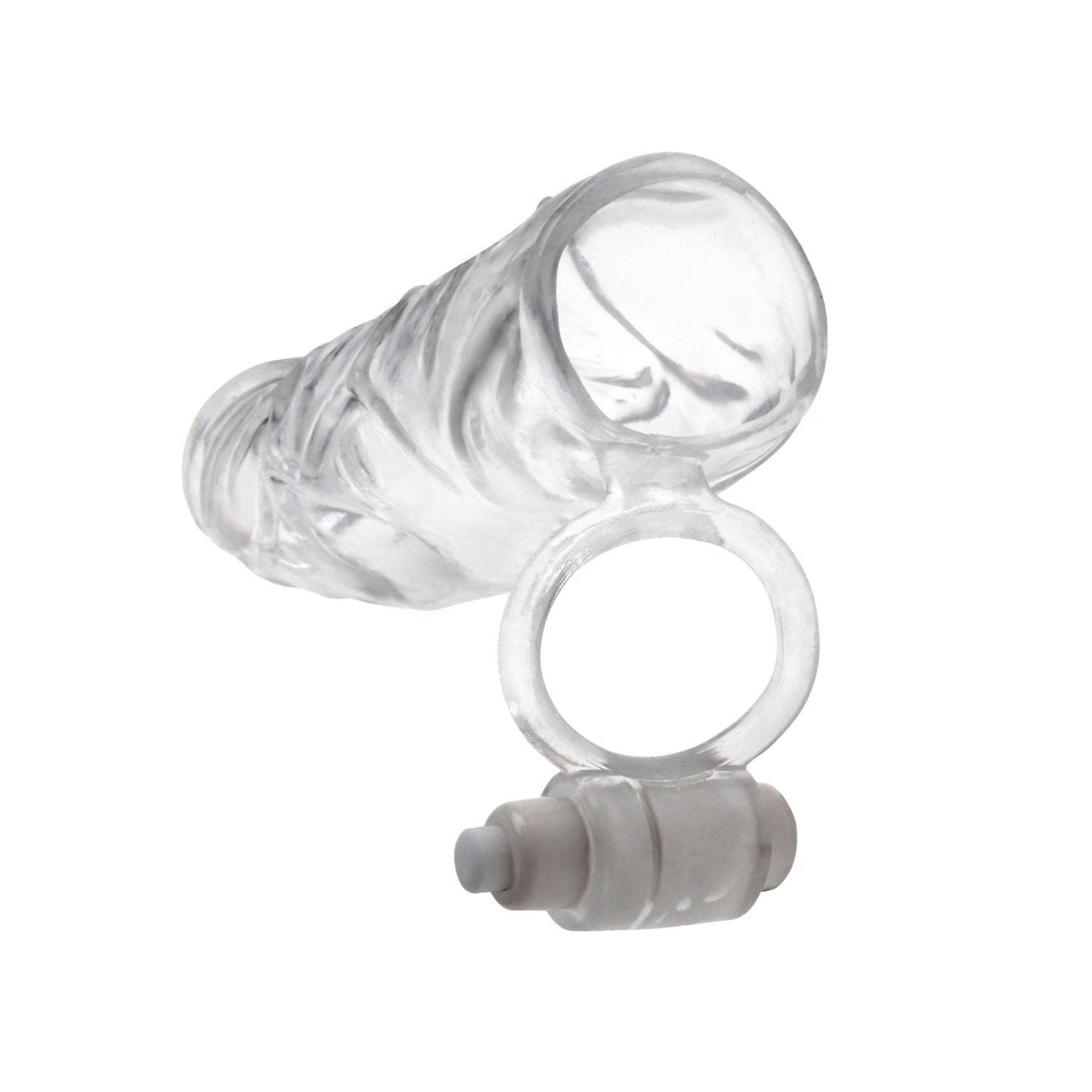 Vibrating Super Sleeve - Clear Penis Extension Sleeve with Vibrating Ball Strap