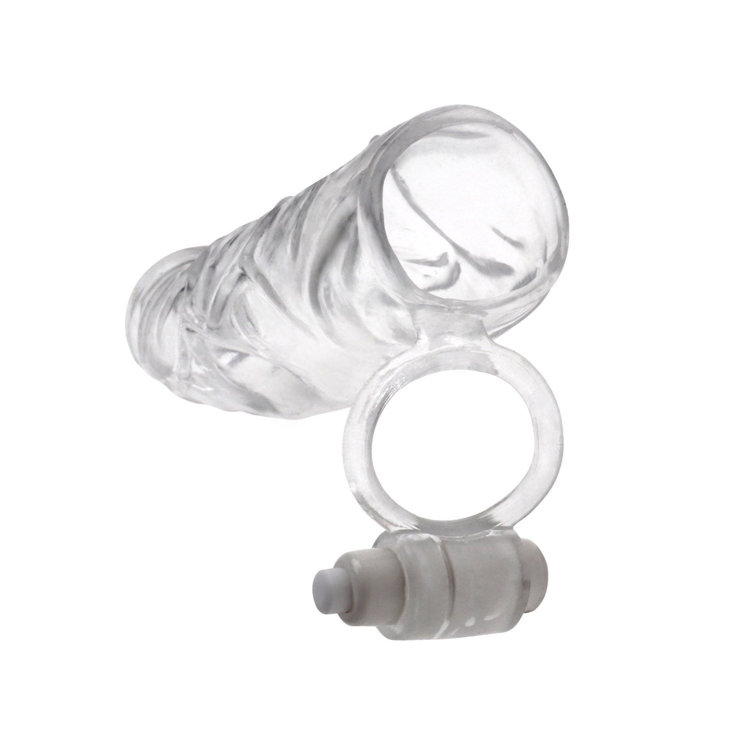 Fantasy X-Tensions Vibrating Super Sleeve - Clear Penis Extension Sleeve with Vibrating Ball Strap by Pipedream