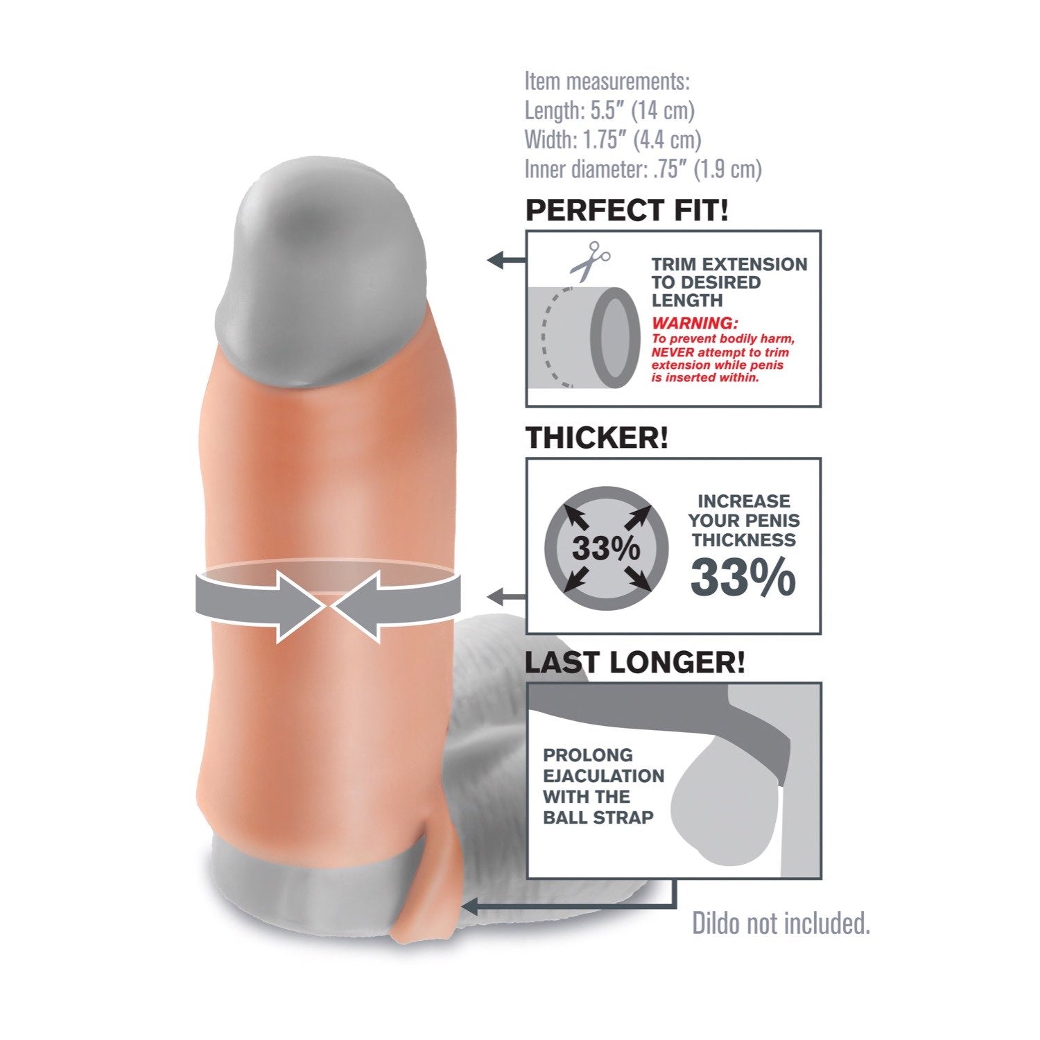 Fantasy X-Tensions Real Feel Enhancer - Flesh Girth Enhancing Penis Sleeve with Ball Strap by Pipedream