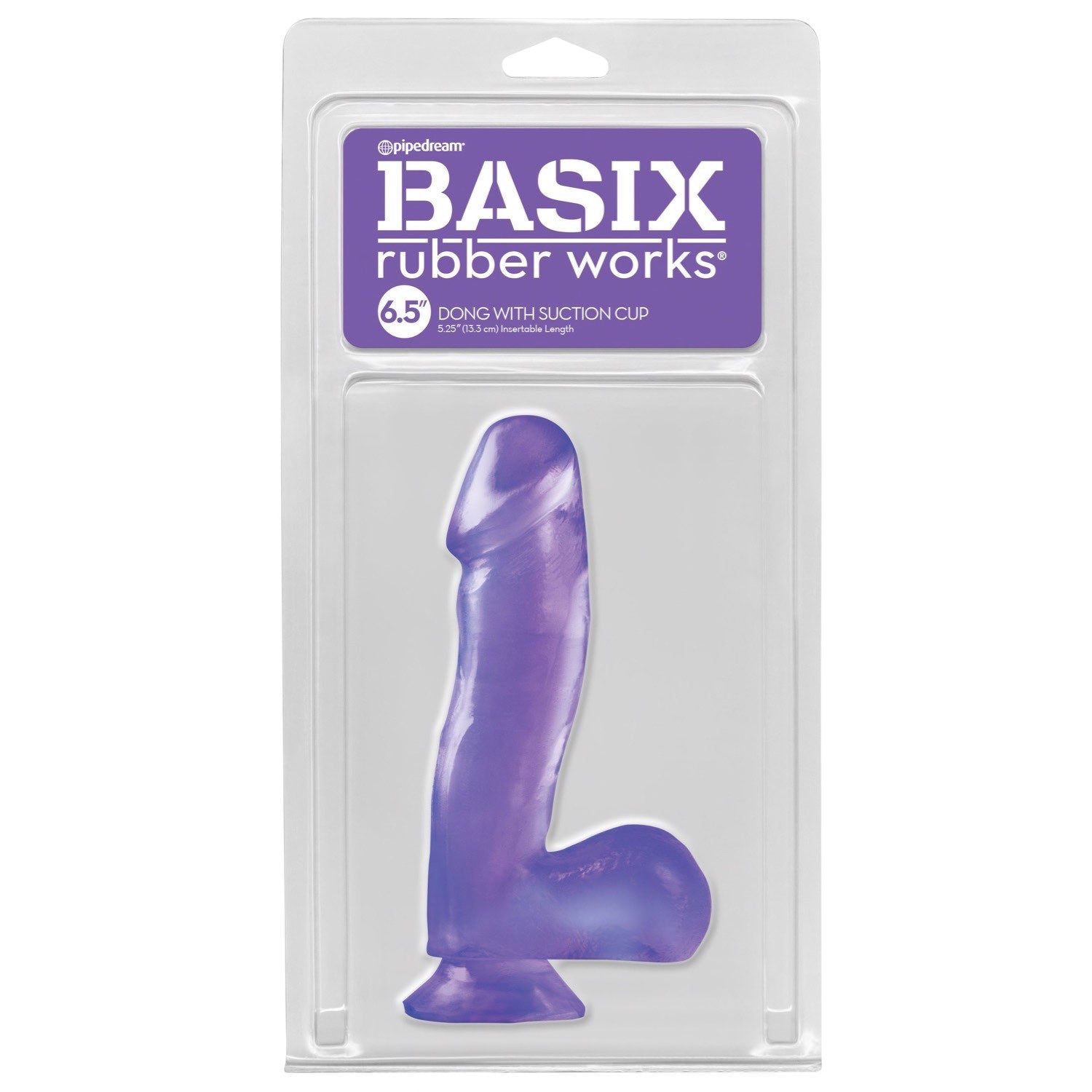 Basix Rubber Works 6.5&quot; Dong With Suction Cup - Purple 16.5 cm (6.5&quot;) Dong by Pipedream