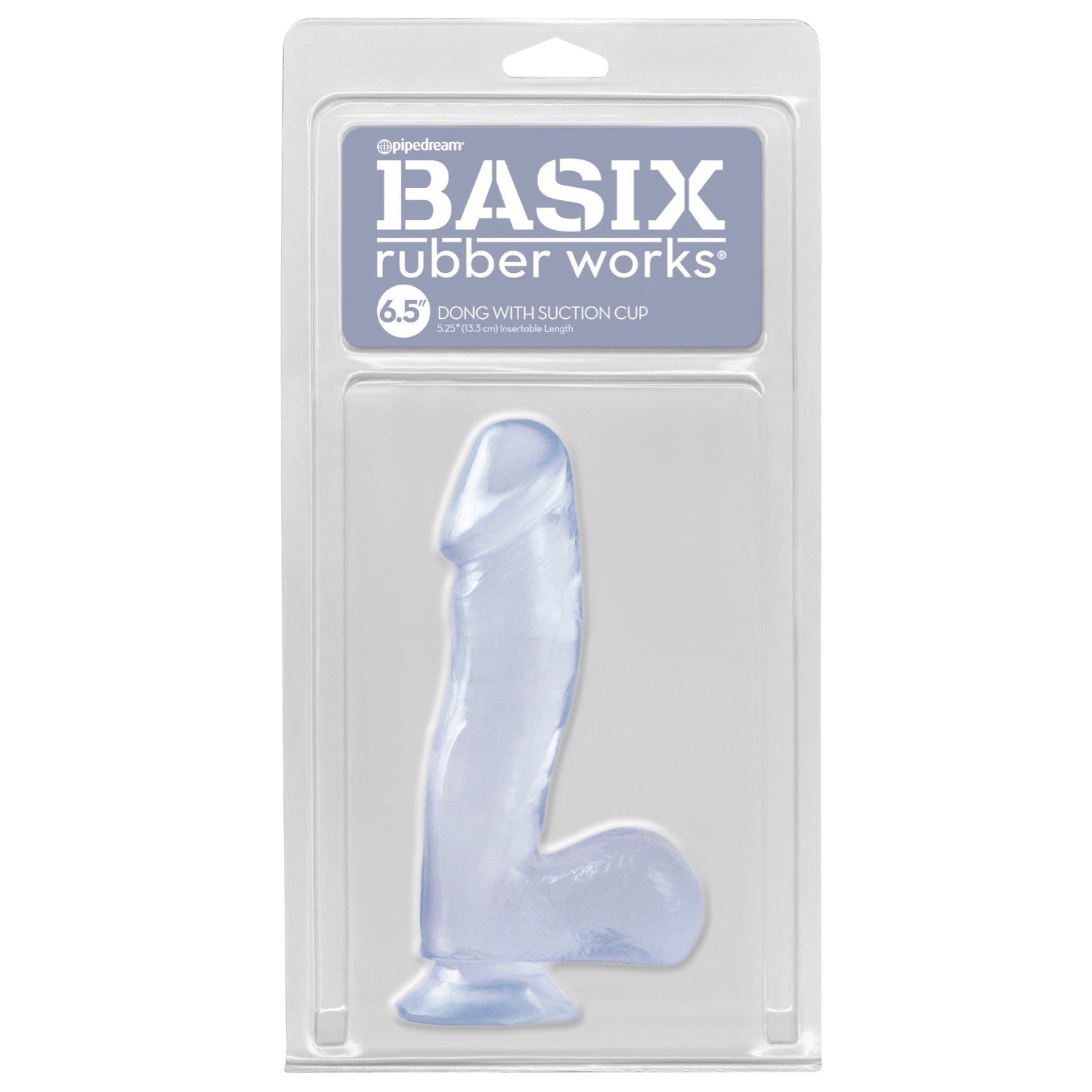 Basix Rubber Works 6.5&quot; Dong With Suction Cup - Clear 16.5 cm (6.5&quot;) Dong by Pipedream