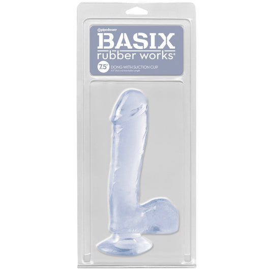 Pipedream Basix Rubber Works 7.5&quot; Dong With Suction Cup - Clear 19.1 cm (7.5&quot;) Dong