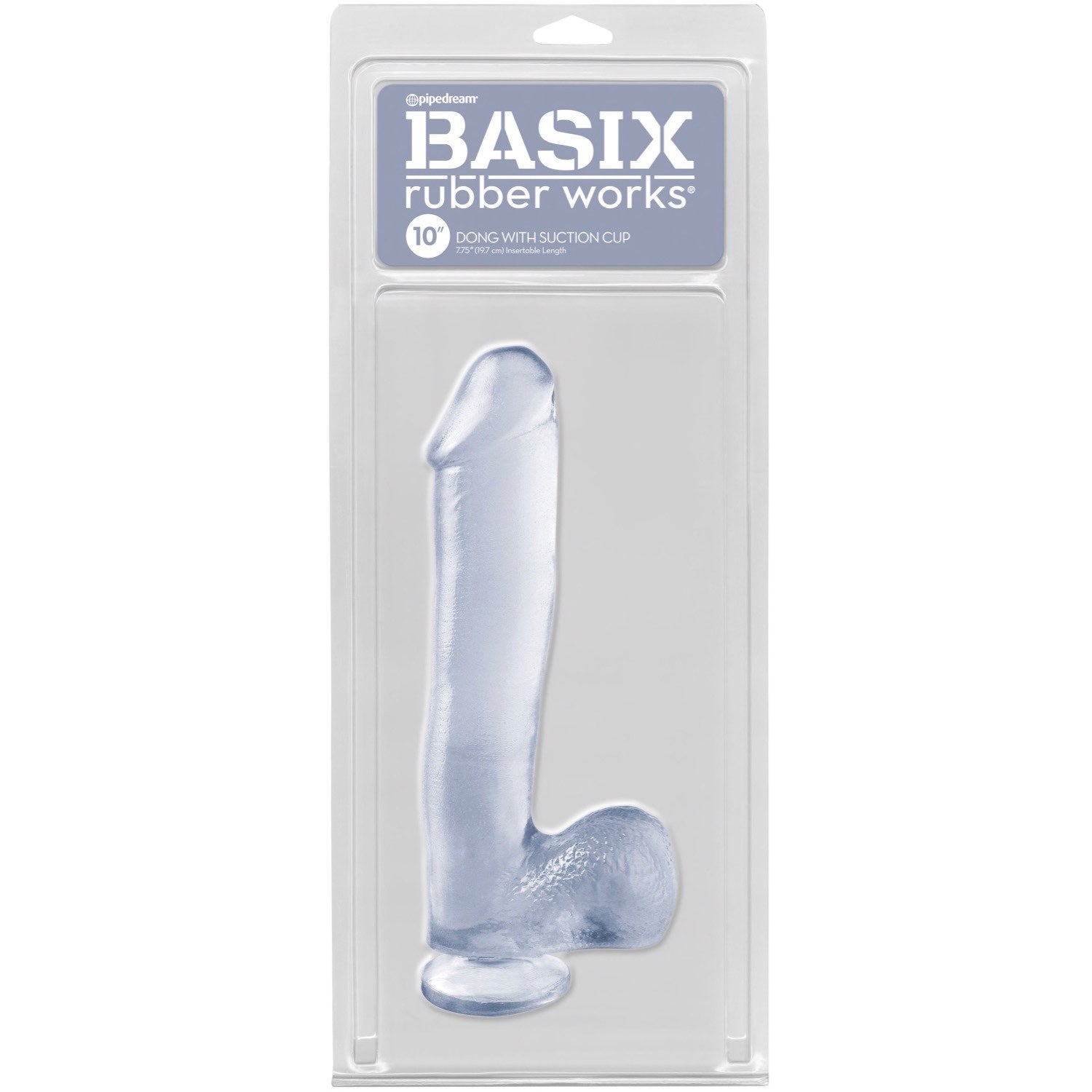 Basix Rubber Works 10&quot; Dong with Suction Cup - Clear 25.4 cm (10&quot;) Dong by Pipedream