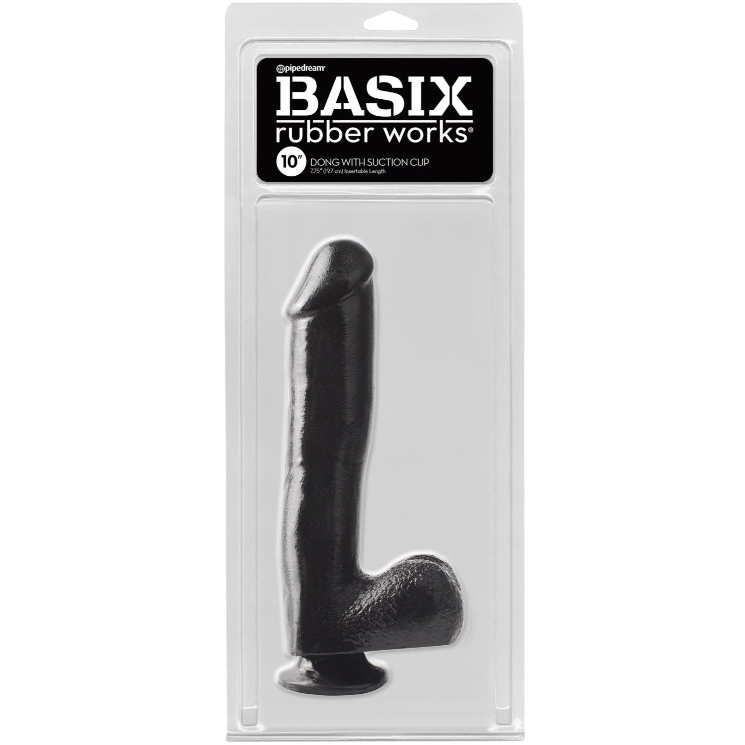 Basix Rubber Works 10&quot; Dong with Suction Cup - Black 25.4 cm (10&quot;) Dong by Pipedream