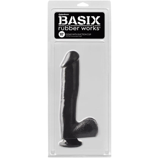 Pipedream Basix Rubber Works 10&quot; Dong with Suction Cup - Black 25.4 cm (10&quot;) Dong