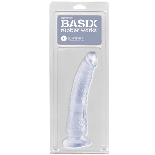Pipedream Basix Rubber Works Slim 7 - Clear 17.8 cm (7&quot;) Dong