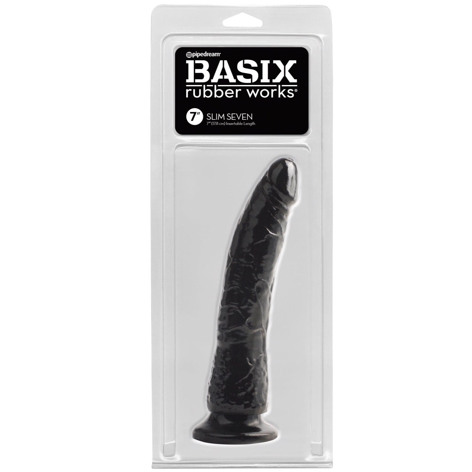 Basix Rubber Works Slim 7 - Black 17.8 cm (7&quot;) Dong by Pipedream