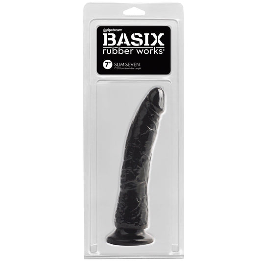 Pipedream Basix Rubber Works Slim 7 - Black 17.8 cm (7&quot;) Dong