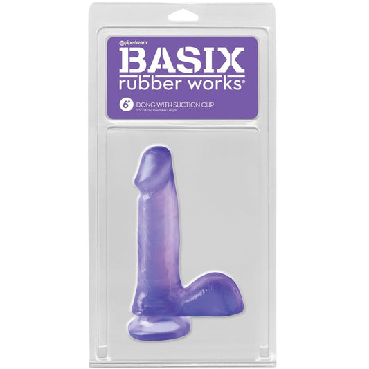 Pipedream Basix Rubber Works 6&quot; Dong with Suction Cup - Purple 15.2 cm (6&quot;) Dong